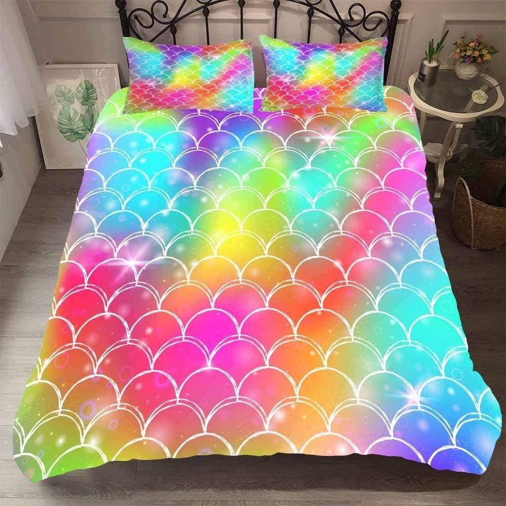 Meimall Duvet Cover Set King Size 3 Pcs Color Fashion Scales Texture Bedding Sets With 2 Pillow Cases Hypoallergenic And Breathable Quilt Cover Sets Comforter Bed Sets 102X86 Inch