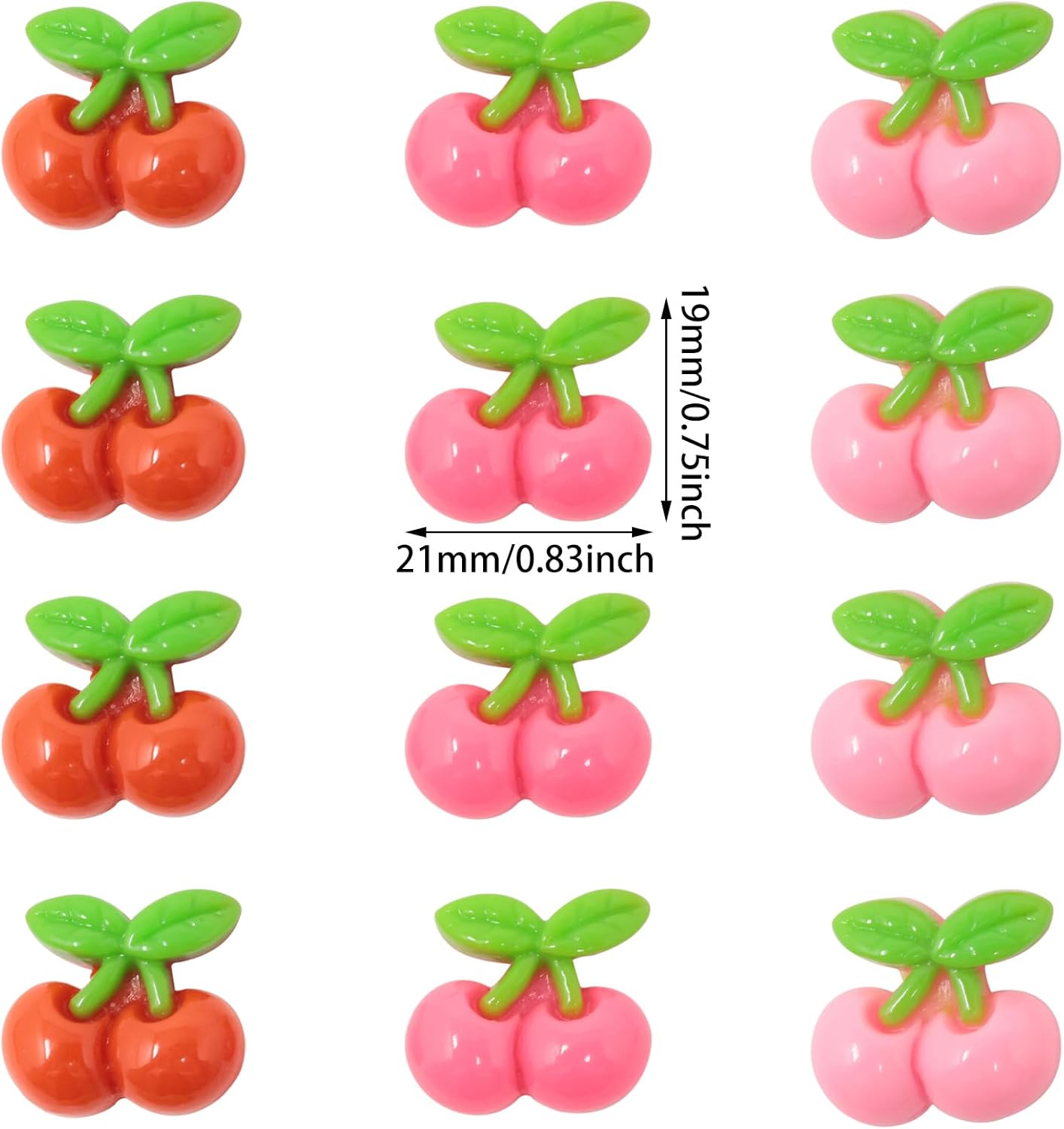 Honbay 60PCS Sweet Cherry Flatback Resin Charms Cartoon Small Cherry Slime Charms Appealing Fruit Resin Embellishments Cute Fruit Food Resin Cabochons Decoration Accessories - 3 Colors - Image 2