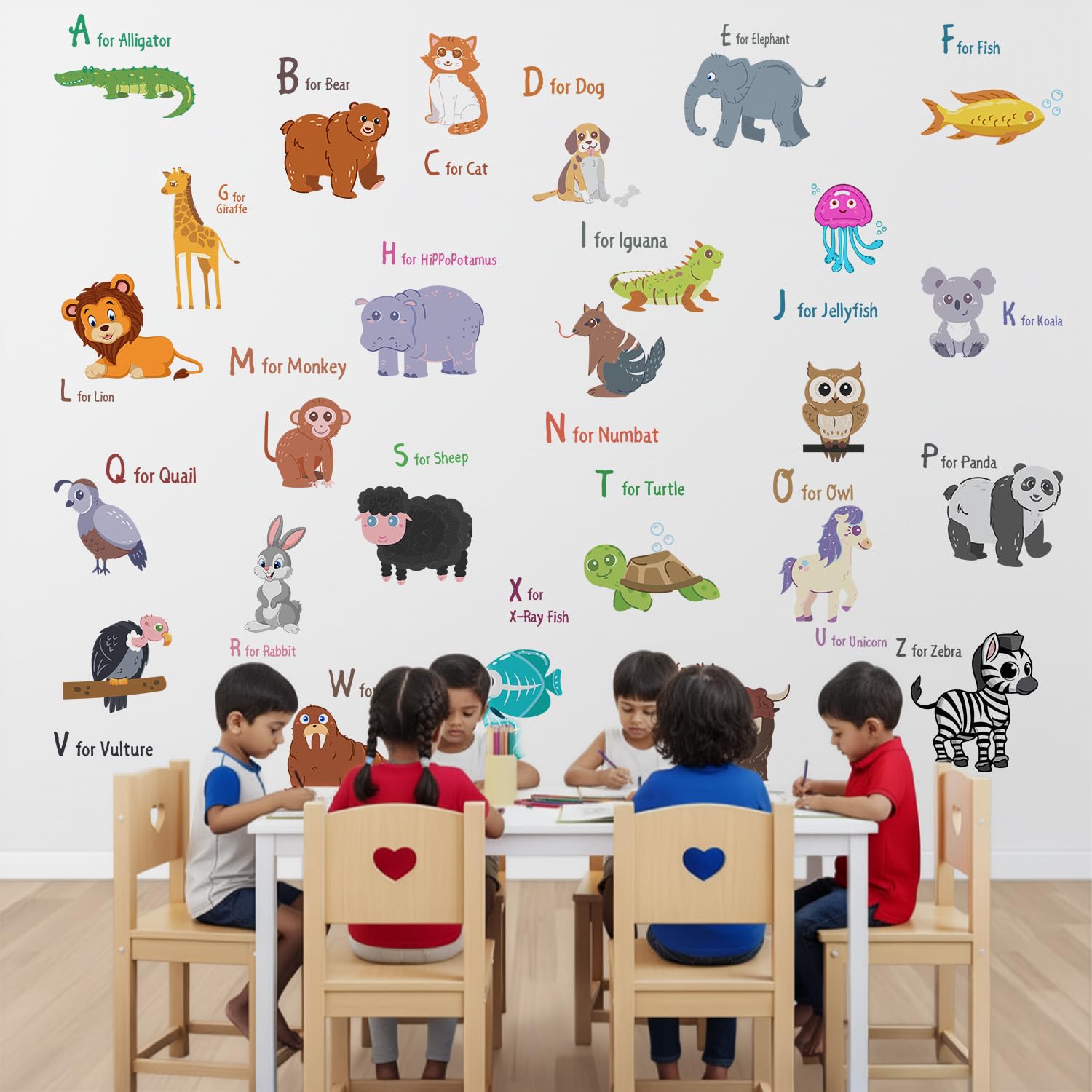 Animal Alphabets Baby, Kids, Learning Education Nursery Pre School Kinder Garden Self-Adhesive Sticker Wall Sticker (Large - 180 x 180 cm)-image-9