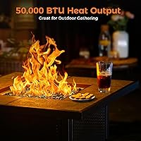 Vista 5 de BALI OUTDOORS - Mesa para fogata de gas propano 32 pulgadas, 50,000 BTU, fogatas cuadradas de gas para exterior, color marrón