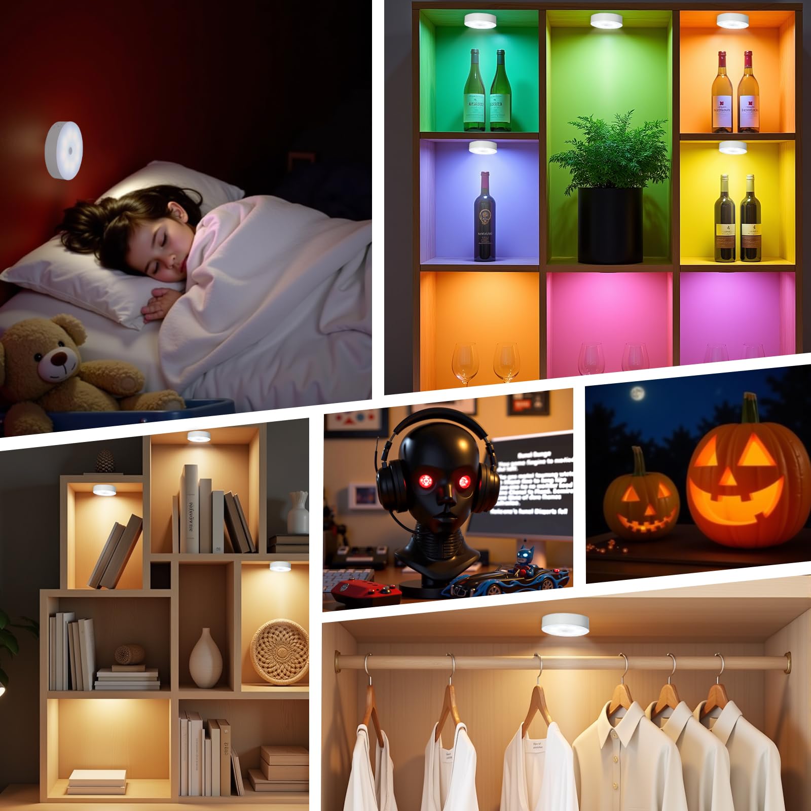 Led Puck Lights with Remote Control 16 Color Changeable USB