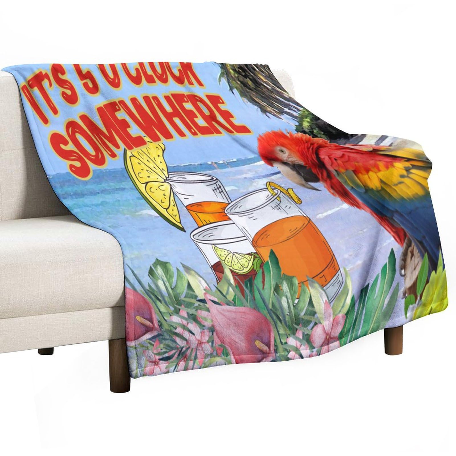 Couverture douce pelucheuse Ara Toucan hawaïen plaid grand format pour canapé