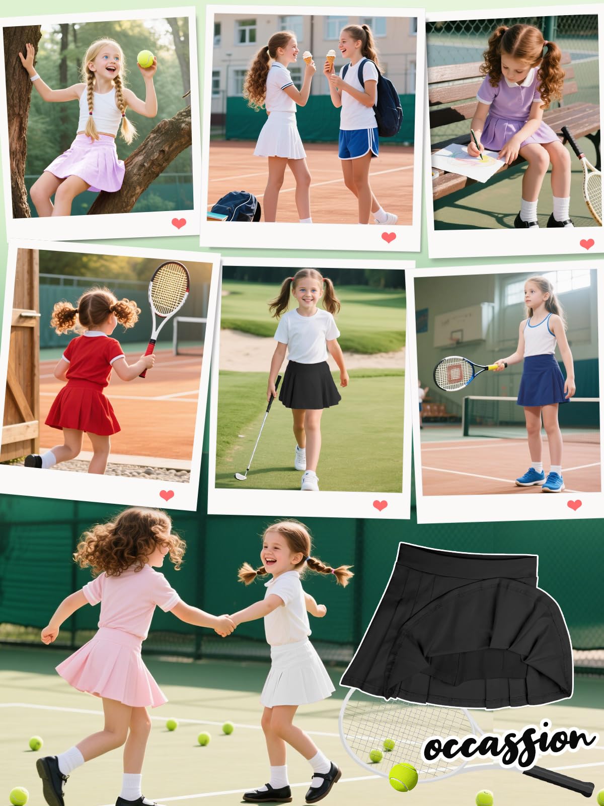 Spódnica tenisowa dla dziewcząt, plisowana spódnica ze spodenkami wewnętrznymi, kieszeniami, spódniczka sportowa, do golfa, skort, minispódniczka, mundurek szkolny 4-15