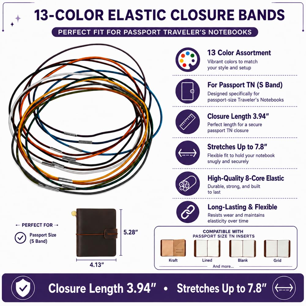 Amazon.com: Dwpetzo 13 Colors Passport Size Elastic Bands for