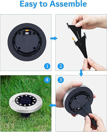 Miniatura 6 de Biling Luces solares para exteriores, paquete de 12 unidades, 12 luces LED solares brillantes para el suelo, impermeables, luces planas para el