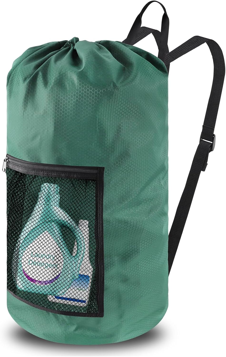 Laundry Bag Backpack with Mesh Pocket Adjustable Shoulder Straps Durable Large