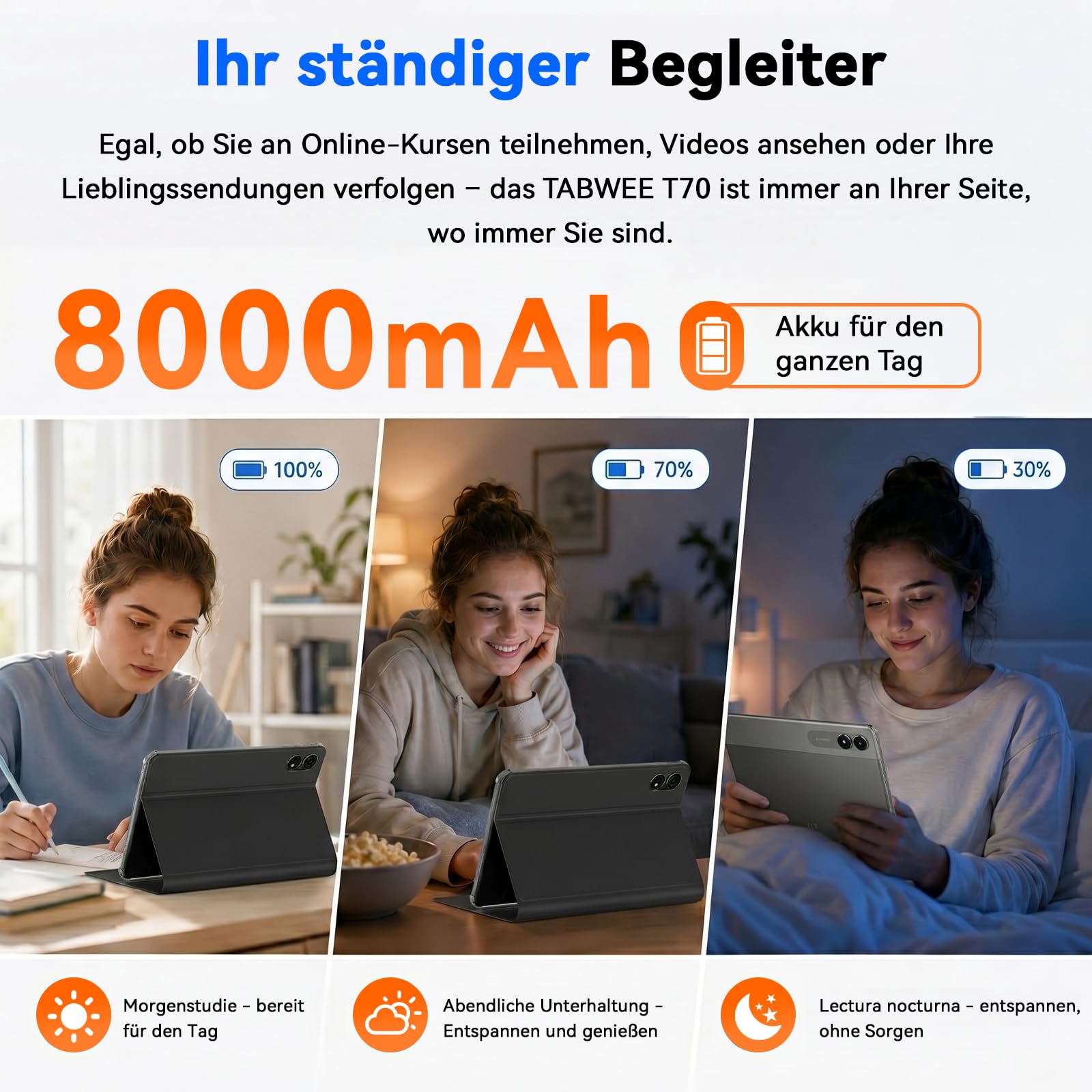 Tablet 11 Zoll Android 16 mit Tastatur, 32GB+256GB, 2TB, 90Hz, 8000mAh | Tablet mit Tastatur und Stift | 90Hz Augenschutz | Gemini AI | 12+ Std. Akku | 4 Jahre Garantie