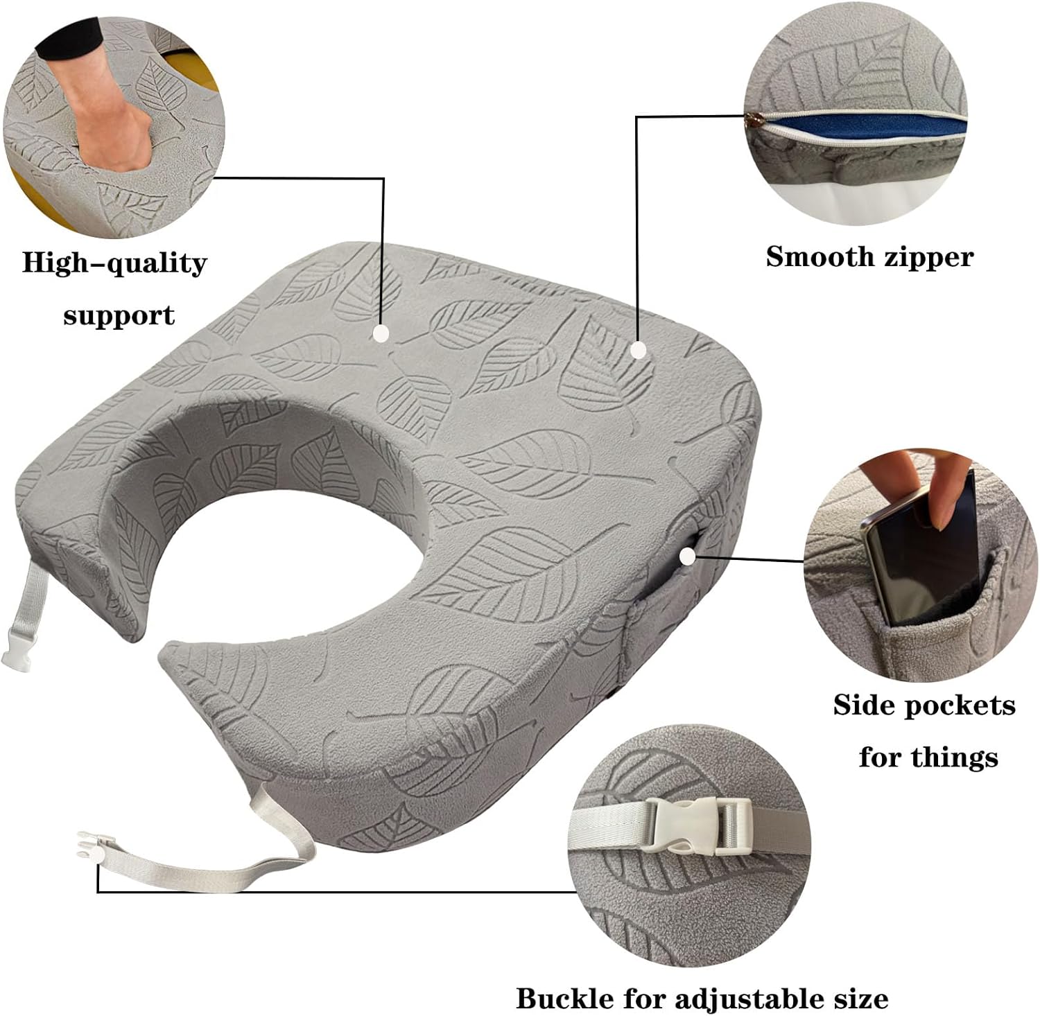 Lap Desk Pillow for Laptop Reading Pillow for Gaming Arm Rest Pillow for Adult Extra Large Lap Desk for Working, Gaming and Reading (Light Gray)