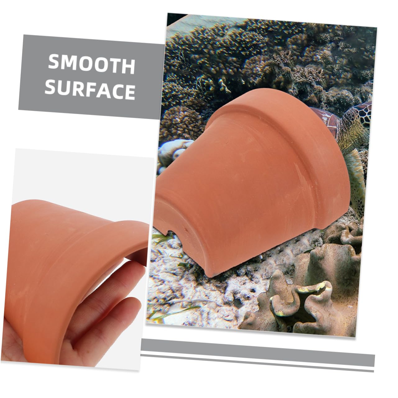 Abaodam 1set Reptile Hideout Turtle Cave Decoration Pottery Basking Platform for Turtles Lizards Frogs and Snakes Crawling Space for Terrarium Setup 2pcs