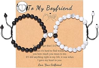 I Love You Matching Couple Bracelets Gifts for Boyfriend Husband Fiance Soulmate Girlfriend Wife Valentine's Day Anniversary Birthday Gift, Stainless Steel, no gemstone