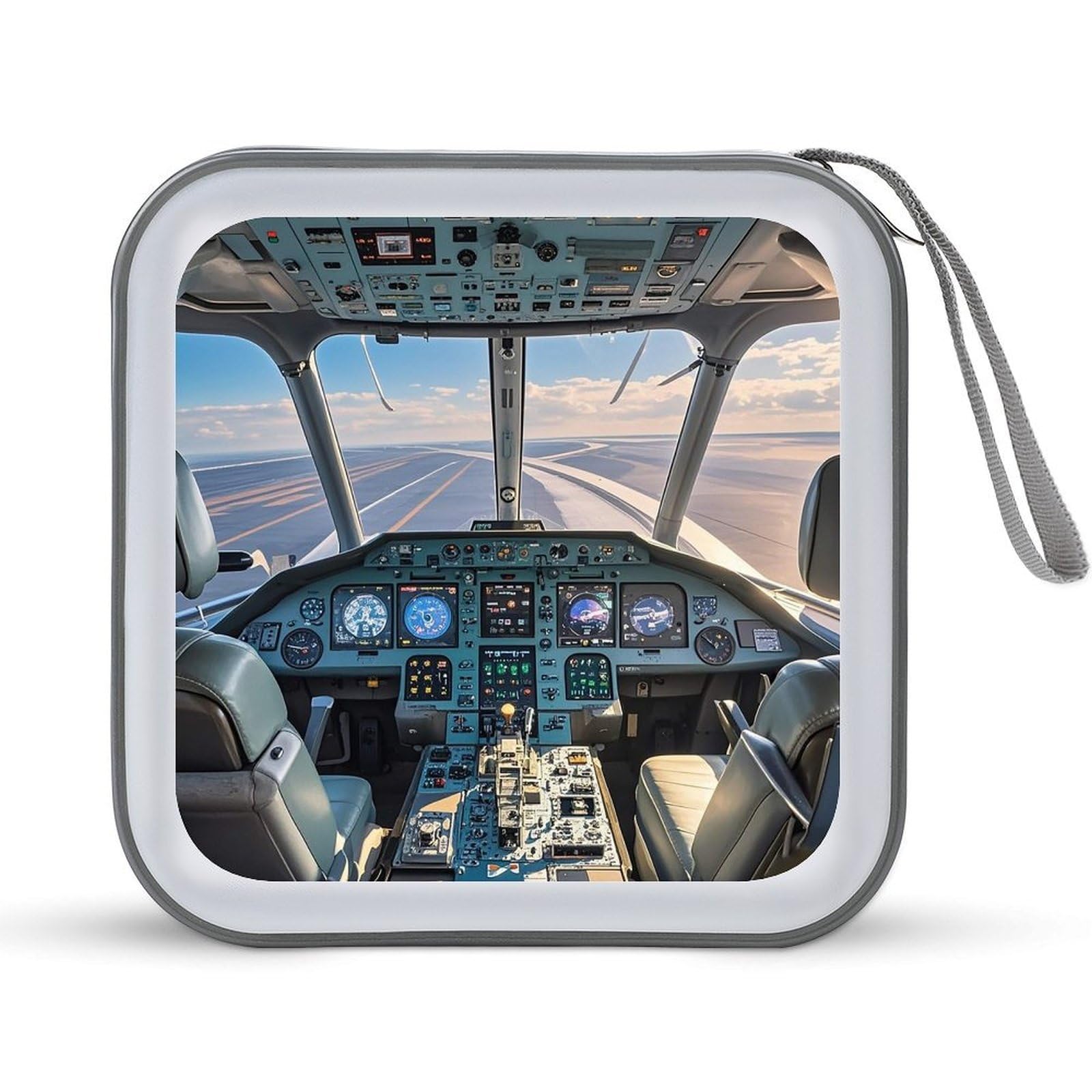 VstaDank Airplane Cockpit CD Case 40 Capacity Protective DVD Case Zipper Portable CD Collection Bag DVD Box Holder with Handle for Movie Blu-ray Audio Disc Music