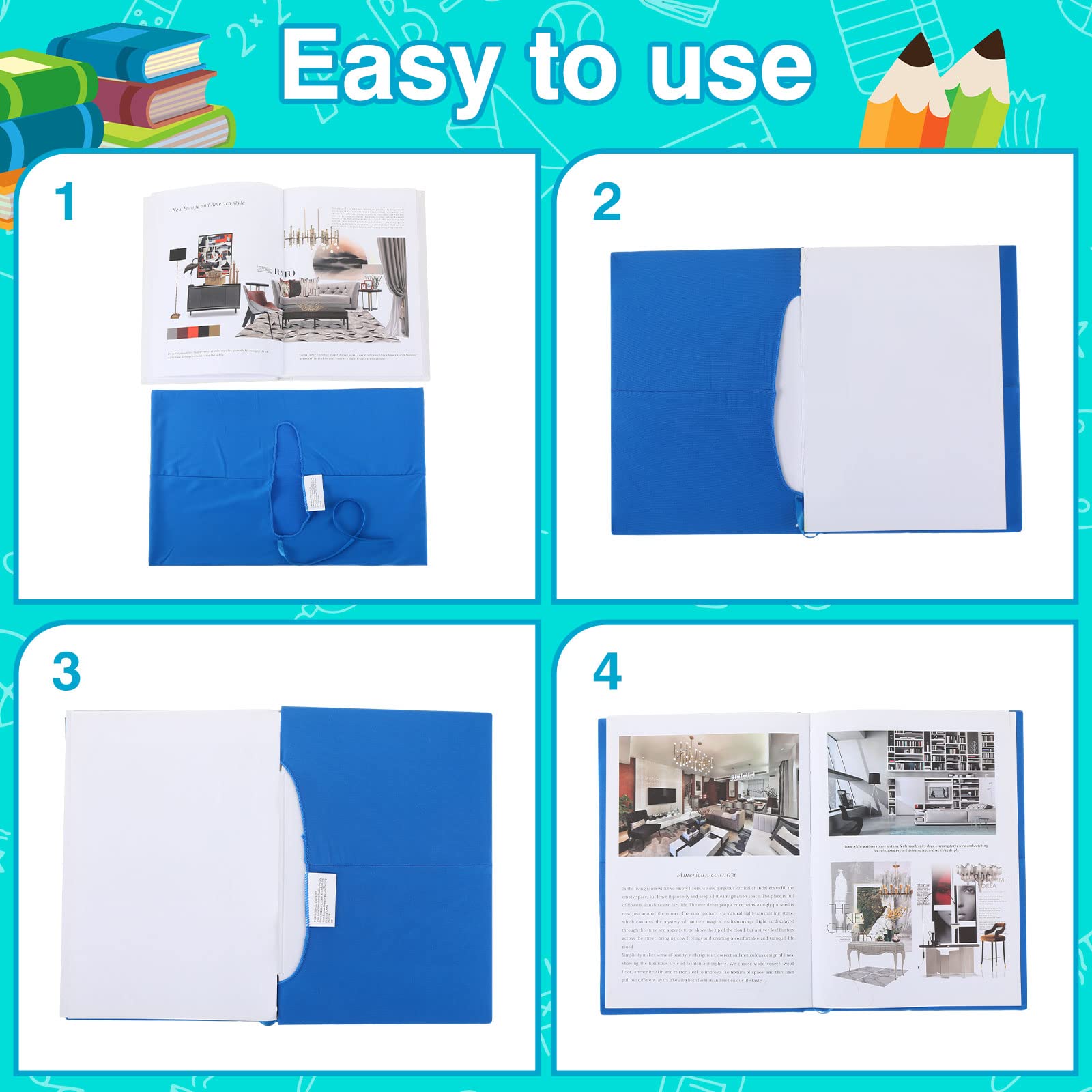 Sherr 14 copertine elastiche per libri da 37,9 x 22,9 cm, colorate, elastiche, resistenti, lavabili e riutilizzabili, per la maggior parte dei libri con copertina rigida, circa 22,9 x 30,5 cm