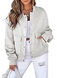 Womens Jacket 2025 Fall Winter Long Sleeve Stand Collar Shacket with Side Pocket Lightweight Coat
