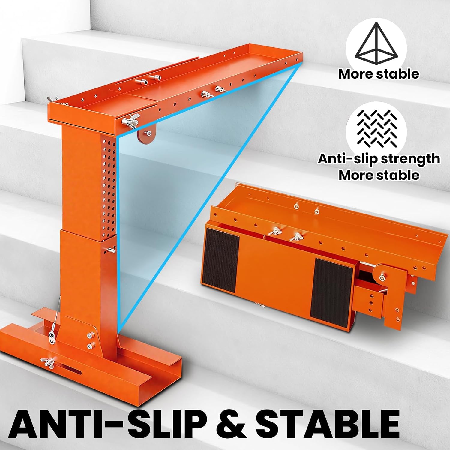 Foldable Ladder Leveler Pro+ for Stair Adjustable 11-18" H & 17-31.5" L Heavy Duty Stabilizer Platform for Telescopic & Straight Ladders, 500LB Capacity Foldable Extension Tool for Uneven Surfaces