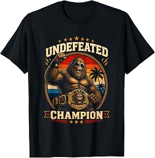 Undefeated Bigfoot Champion Wrestling Belt Funny Sasquatch T-Shirt