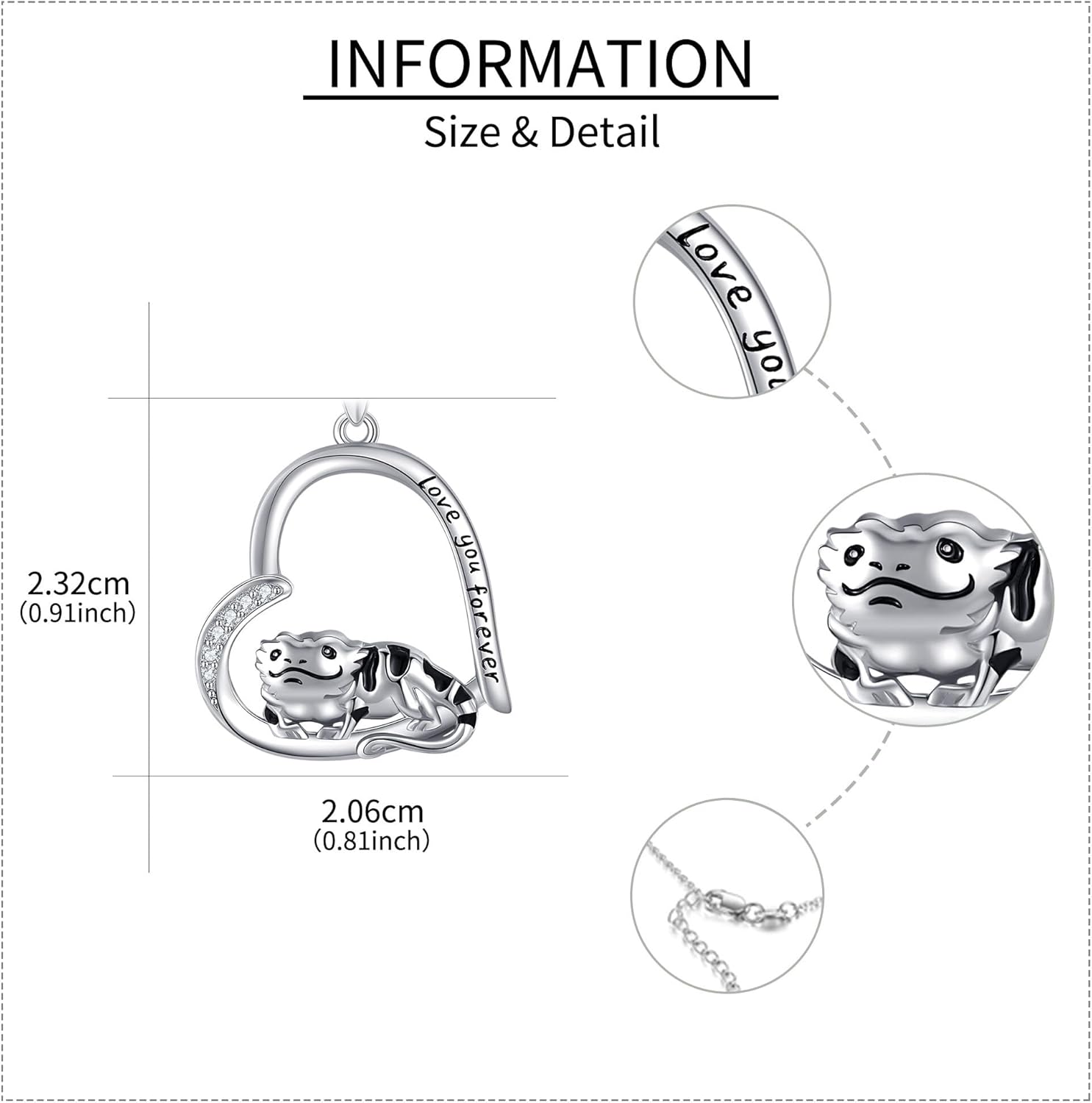 Heart Animal Necklace Sterling Silver Chicken/Dog/Wolf Pendant Necklace Animal Jewelry for Women Dog Lovers - Image 4