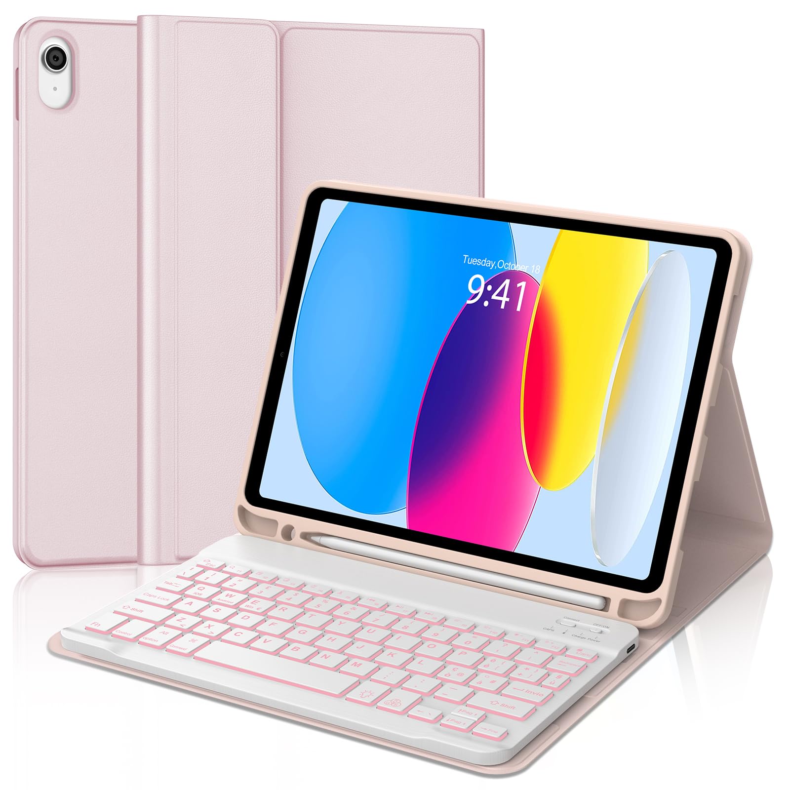 Occtingkind Per iPad A16 11 Gen 11" (2025) Cover Tastiera con RGB Italiana | Per iPad A16 Tastiera - Con Retroilluminazione 7 Colori Custodia Magnetica Keyboard, Utilizzo ottimale, Rosa