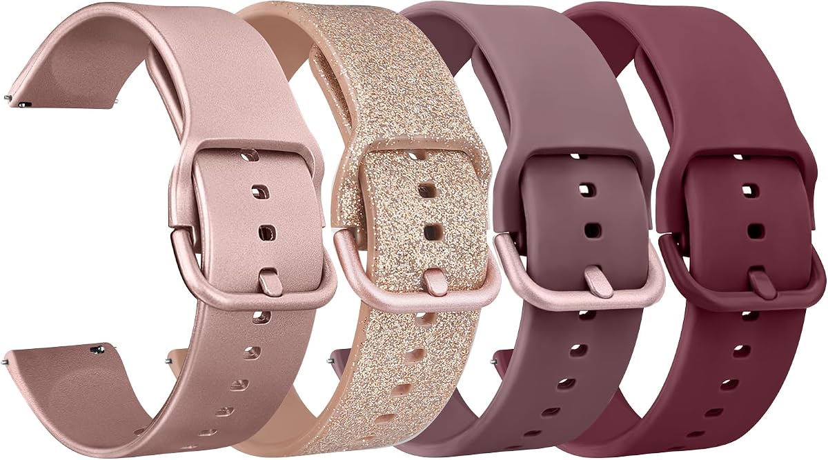 Meliya 4 Pack Watch Bands, 20mm 22mm Quick Release Soft Silicone Replacement Watch Strap for Women Men