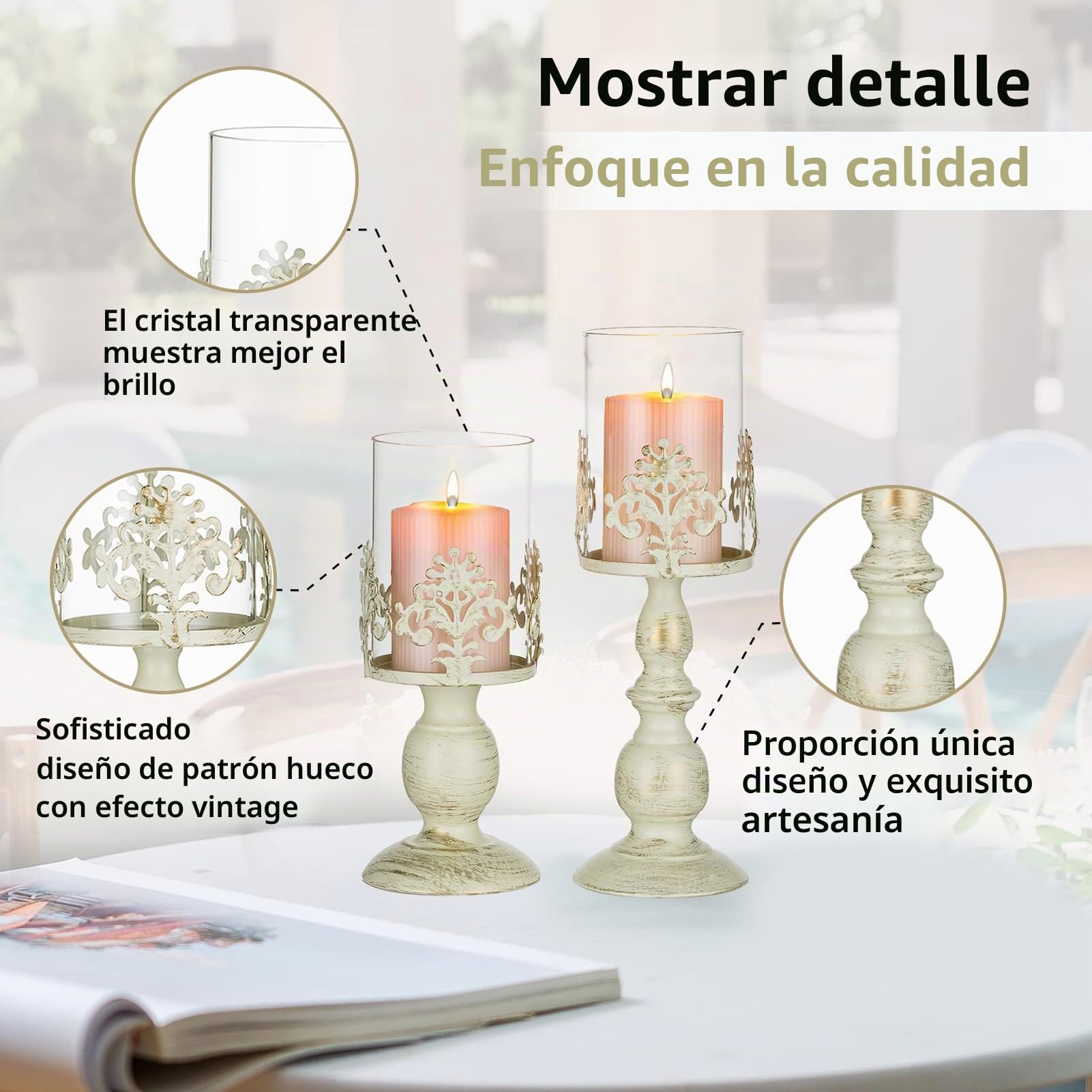 Nuptio 2 Piezas Sostenedor de Candelabro Tallado Retro, Paquete Actualizado Decoración de Cristal para la Parte Central de Mesa de Boda