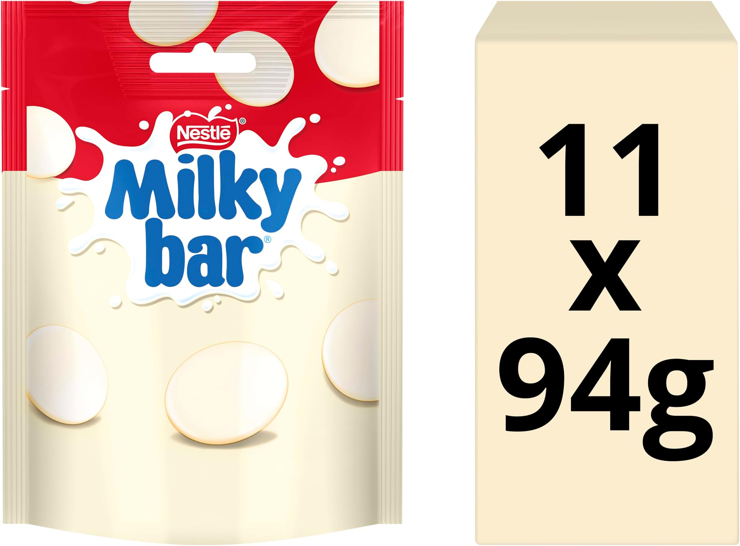 Milkybar White Chocolate Giant Bar Buttons Sharings Bags, 11 x 94 g 12g