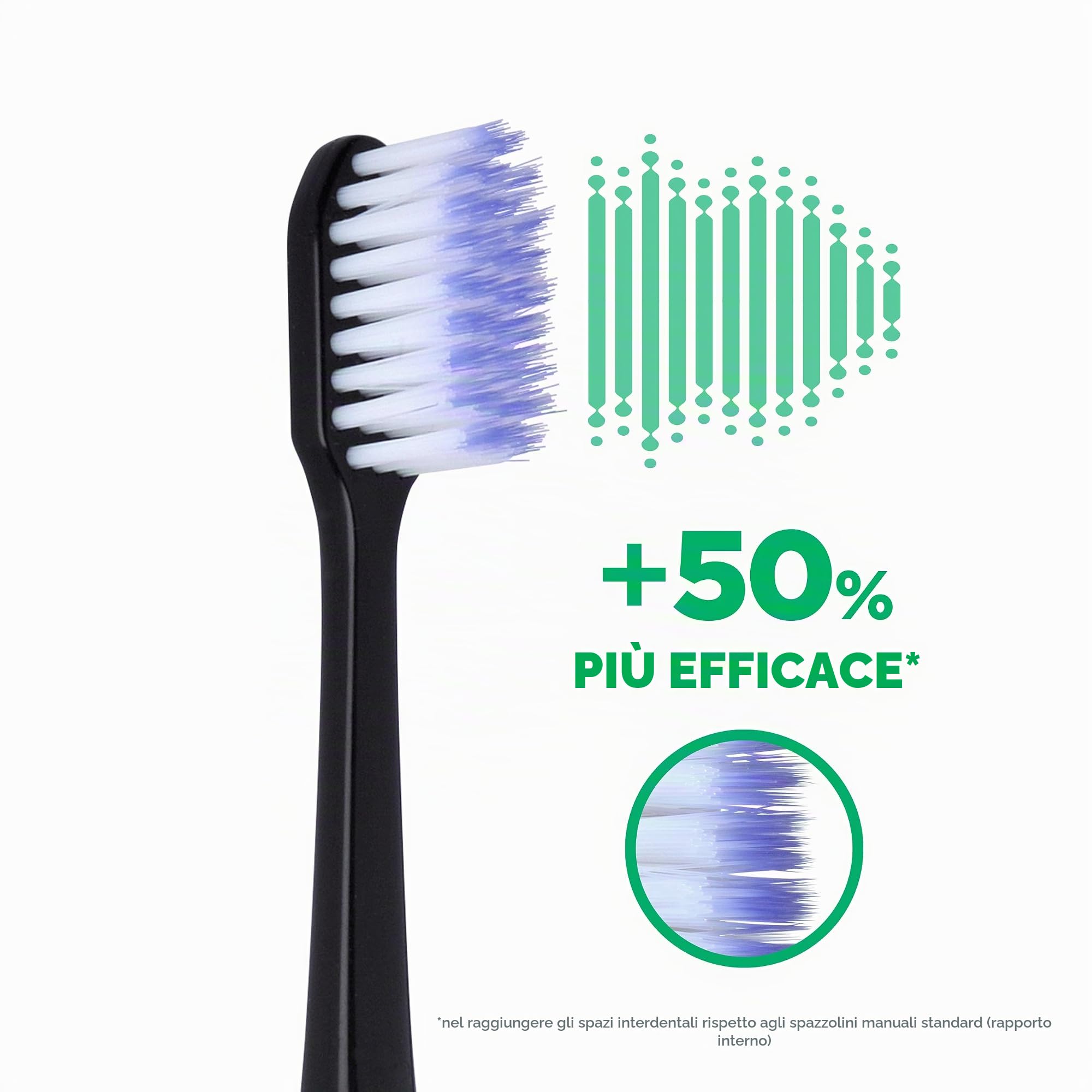 GUM ActiVital Sonic Spazzolino Elettrico a Batteria a Vibrazioni Soniche/Setole affusolate per una pulizia efficace e delicata / 12.000 vibrazioni al minuto/Colore Nero / + 2 Testine di Ricambio