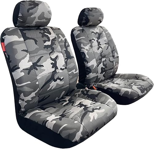 Fundas de asiento de camuflaje para camiones, Ford F150, Chevy, Silverado, Dodge Ram 1500, Toyota, Tacoma, GMC Sierra, ajuste universal, color gris,