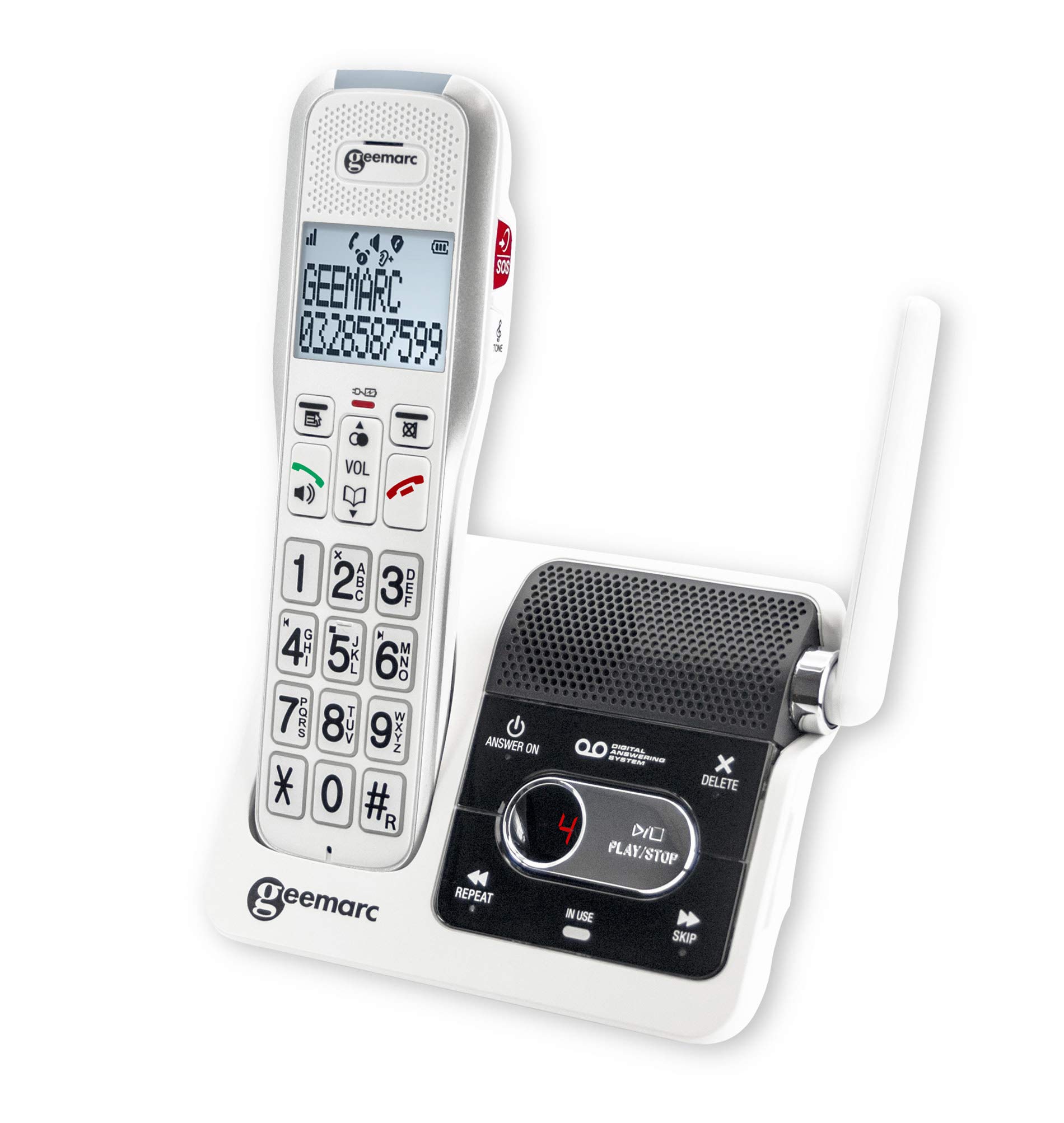 Geemarc Amplidect 595 U.L.E Trio - Pack de 3 Teléfonos Inalámbricos con Función SOS y Teclas Grandes para Personas Mayores - Pérdida Auditiva Moderada o Severa
