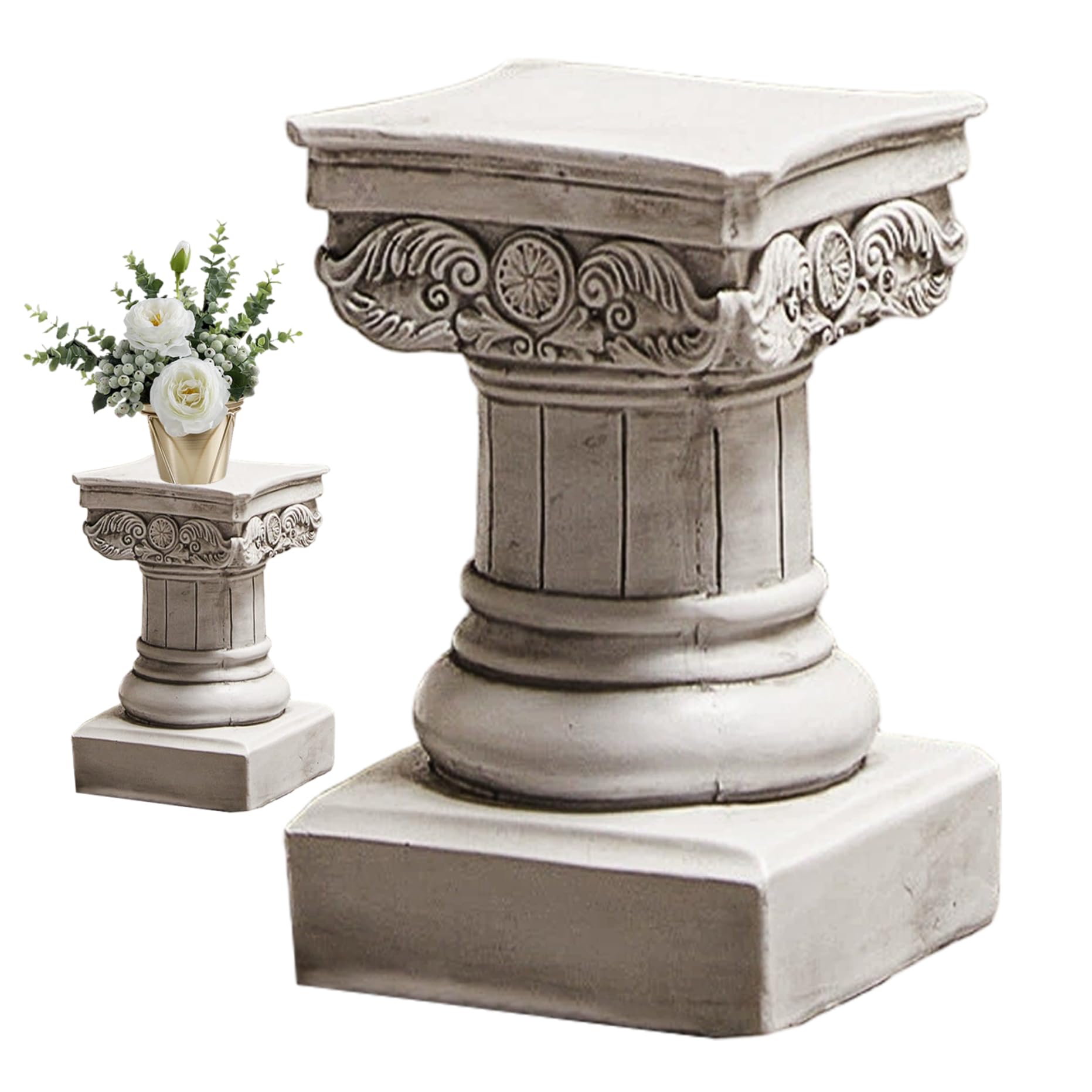 Gcroet Small Classical Column Stand 8.5 Inch, White Roman Pillar Pedestal, Resin Display Column For Home Decor