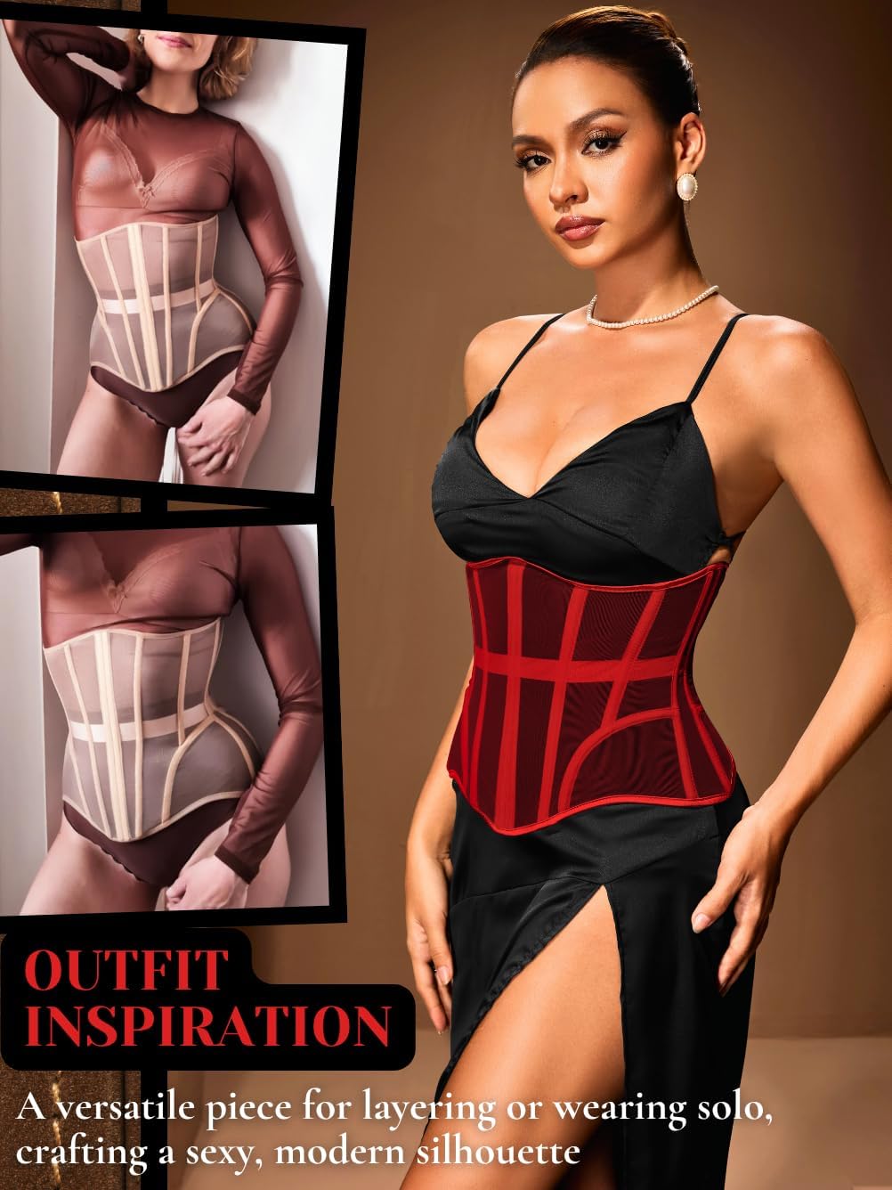 Women's Mesh Underbust Corset, 20-Bone Lightweight Hourglass Waist Cincher, Shapewear for Under Dresses & Outfits - Image 4