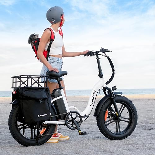 Miniatura 9 de Mukkpet Bicicleta eléctrica para adultos, bicicleta eléctrica plegable de 20 x 4.0 pulgadas, con neumático grueso para hombres y mujeres, con motor