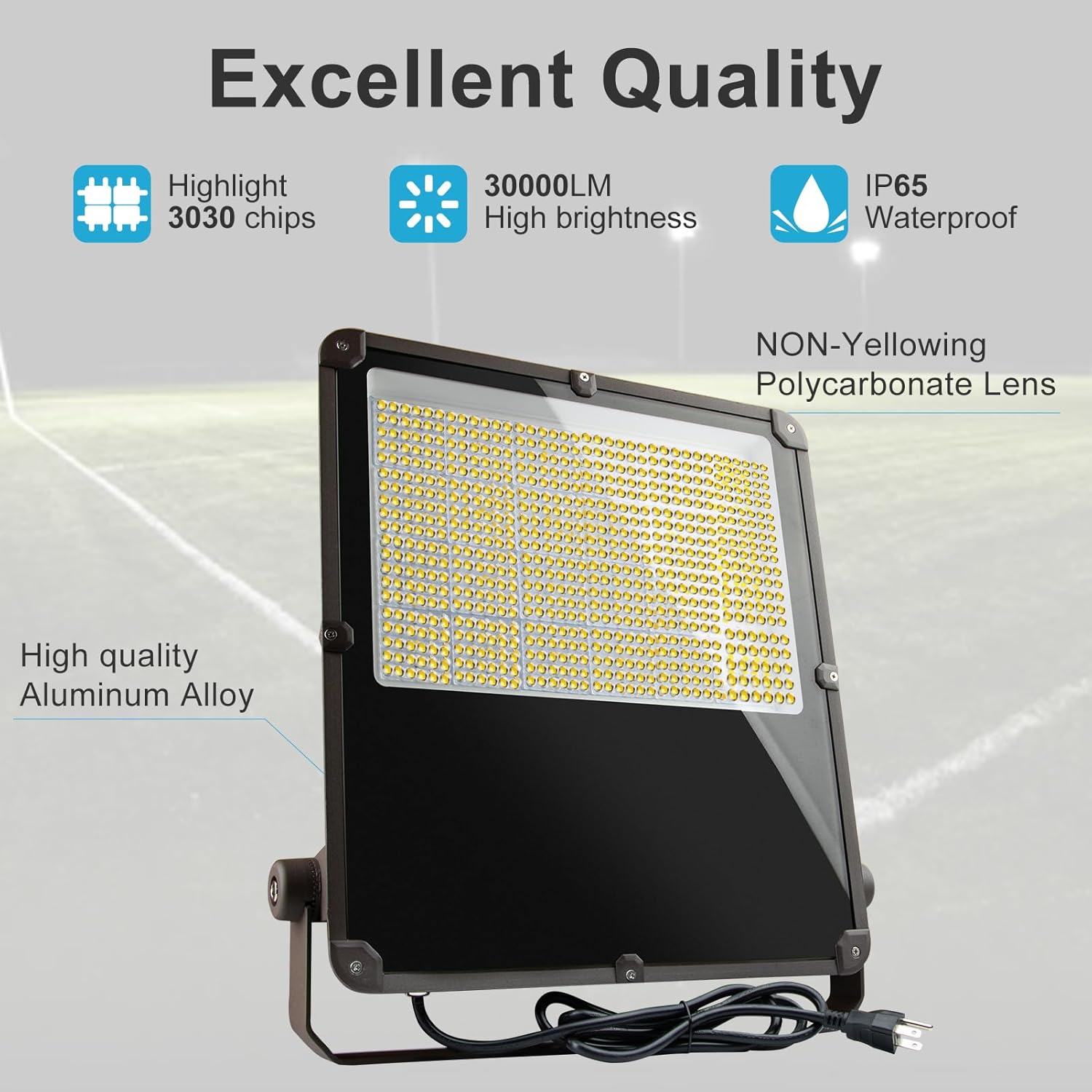 Lightdot 200W Outdoor Flood Lights AC100-277V LED Stadium Lights 30000Lm LED Flood Lights with Photocell, IP65 Waterproof Area Lighting for Backyard/Stadium-4Pack 5Yrs Warranty