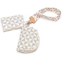 Geometric Designer Coin Purse Checkered Pattern Coin Bag Ladies Small Wallet Portable Wristlet Cosmetic Bag Beige