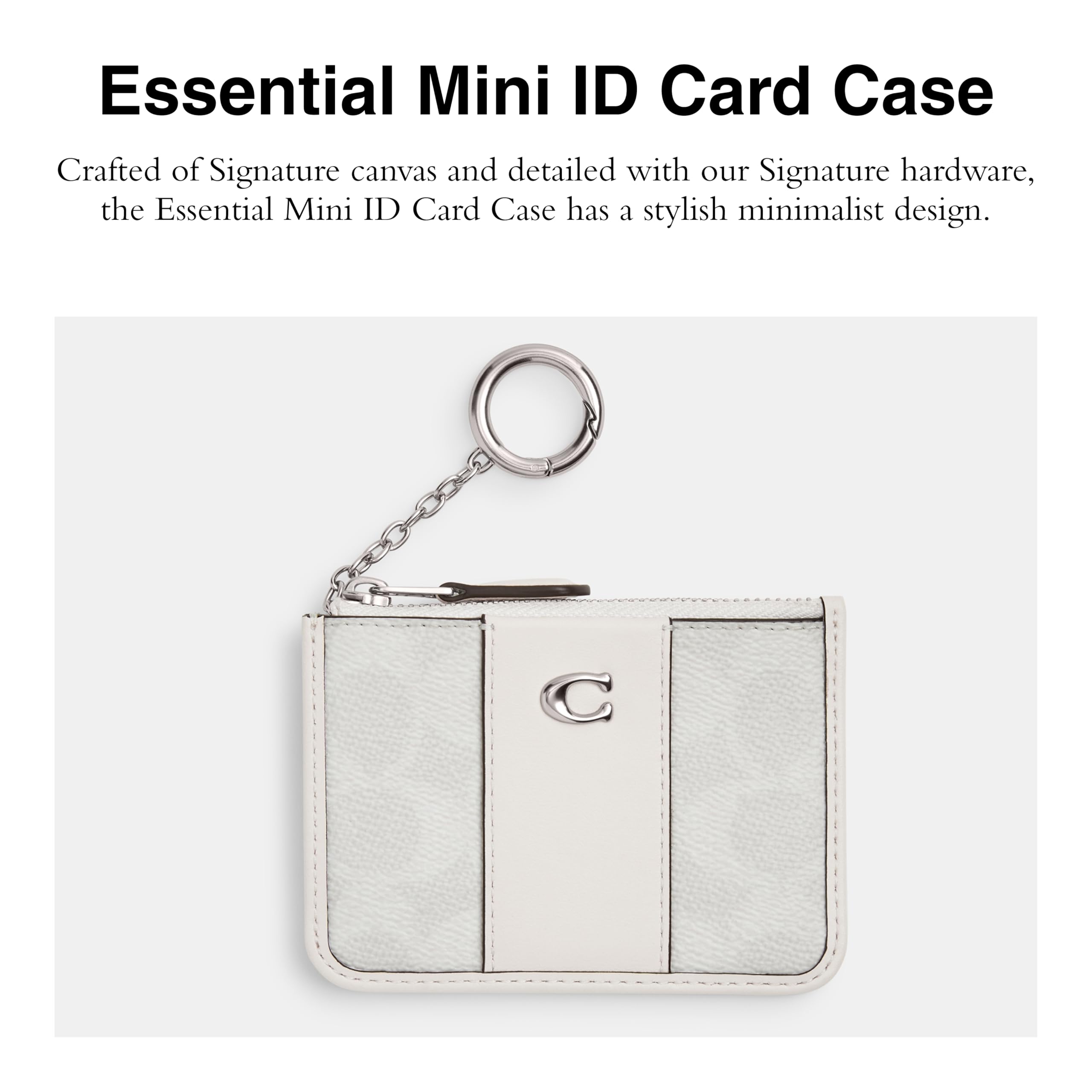 Coach Essential Mini ID Card Case in Signature Canvas, LH/White Chalk