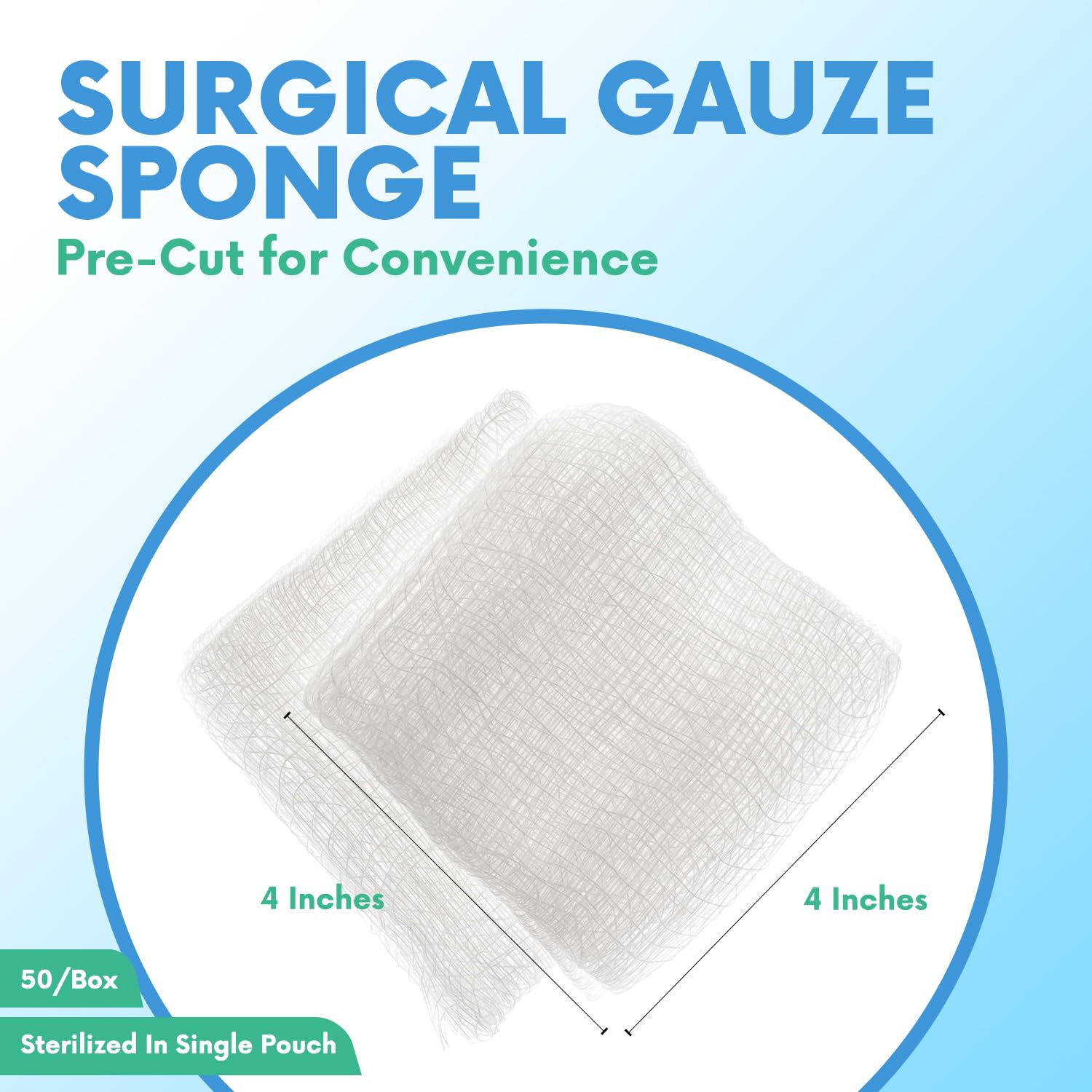 4x4 Large Sterile Gauze Pads - 50 Pack, 12-Ply Woven Cotton, Individually Wrapped Medical Gauze Sponges, Soft & Highly Absorbent Wound Dressings for First Aid Kits & Home Care by HEALQU — Amazon image 5