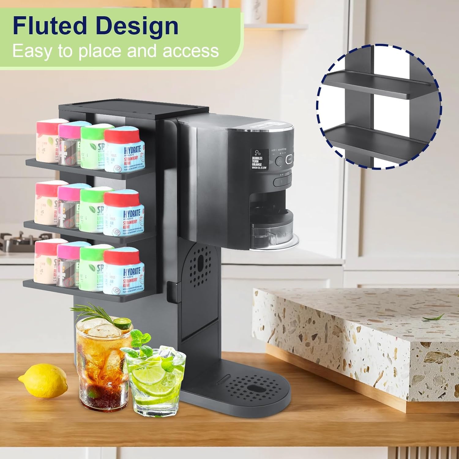 Flavor Pod Holder for Ninja Thirsti WC1001 Soda Maker, 12-Pod Capacity Wooden Organizer Rack, Countertop Storage Station & Custom Accessory for Thirsti Drink System (Holder Only) - Image 4