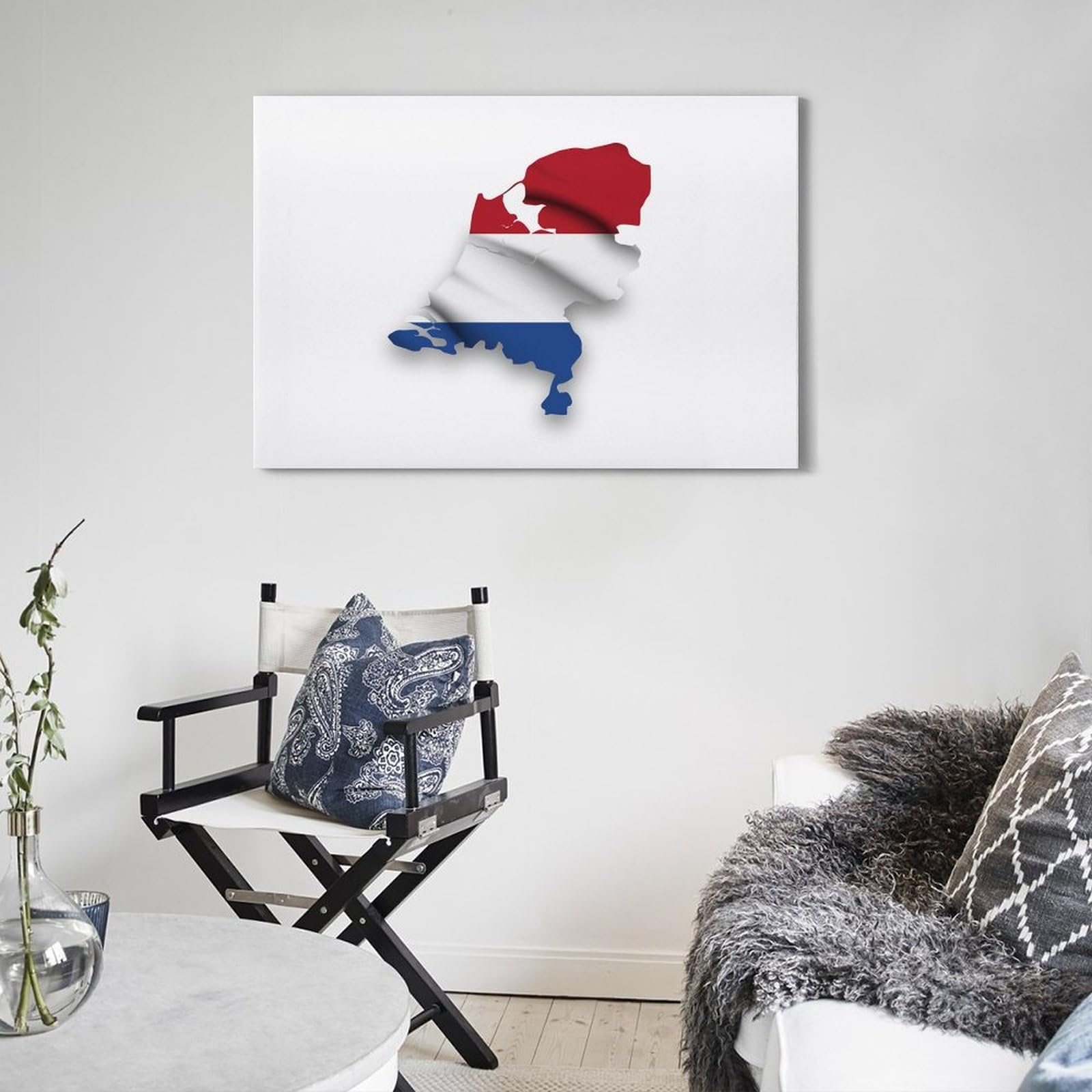 BPQN Poster de la carte de l'Europe des Pays-Bas - Tableau décoratif sur toile - 60 x 90 cm