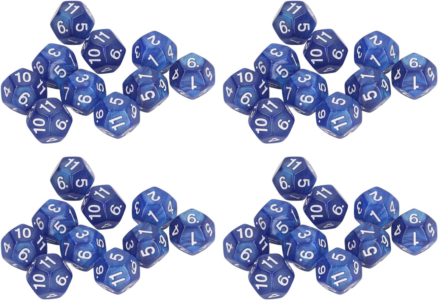 12 Sided Dice Dice for Teaching,40pcs Polyhedral Dice Clear Numbers Prevent Oxidation 12 Sided Dice Set for Game Teaching (Blue)