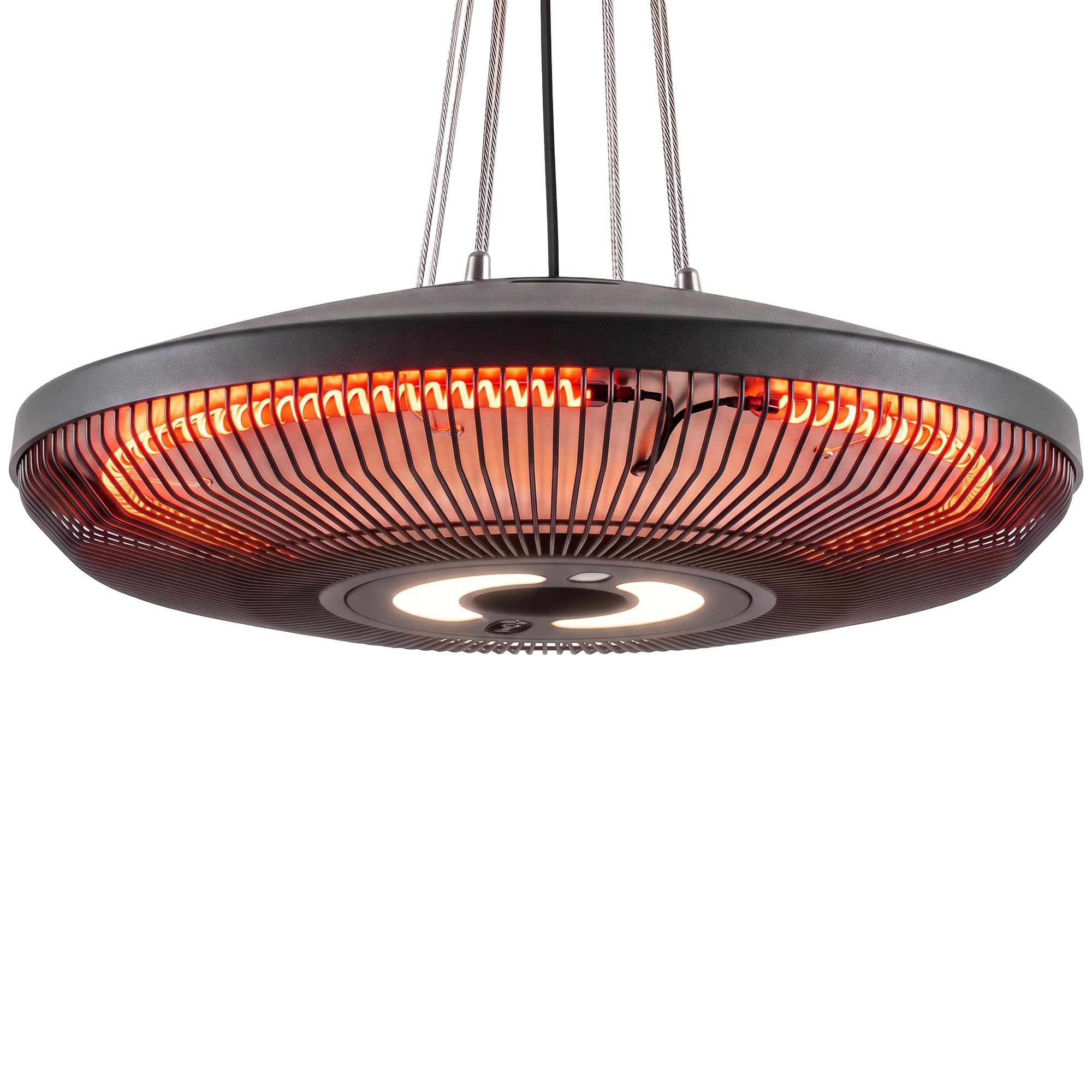 Outsunny Hanging Electric Patio Heater with LED Light 1000/2000 W Black