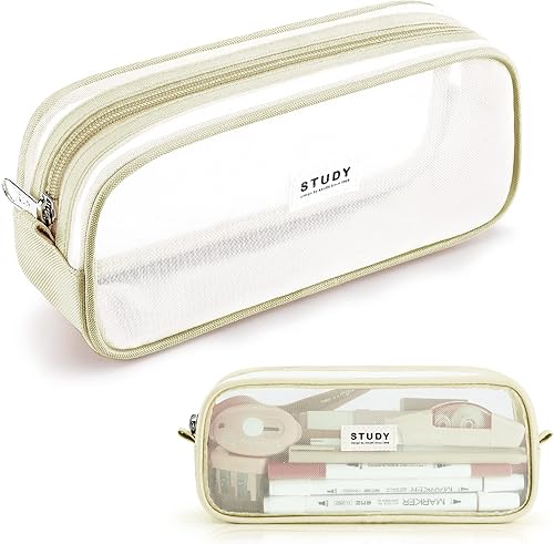 Vista 28 de KALIDI - Estuche para lápices de malla de rejilla de gran capacidad, estuche grande para lápices con cremallera, bolsa de papelería simple, bolsa