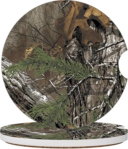 Paquete de 2 posavasos de camuflaje para portavasos de automóvil, portavasos de cerámica para automóvil, posavasos absorbentes con base de corcho,