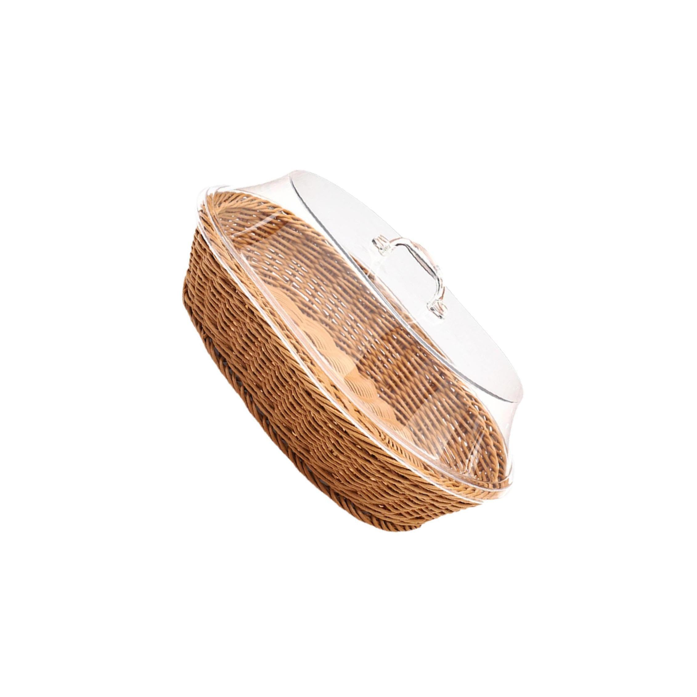 POXZSFX Woven Bread Basket Imitation Rattan Wicker Stylish Storage In Kitchen Dining Room Living Spaces And Enabling To Quickly Identify Conten Wicker Fruit , Wood , 25x35cm