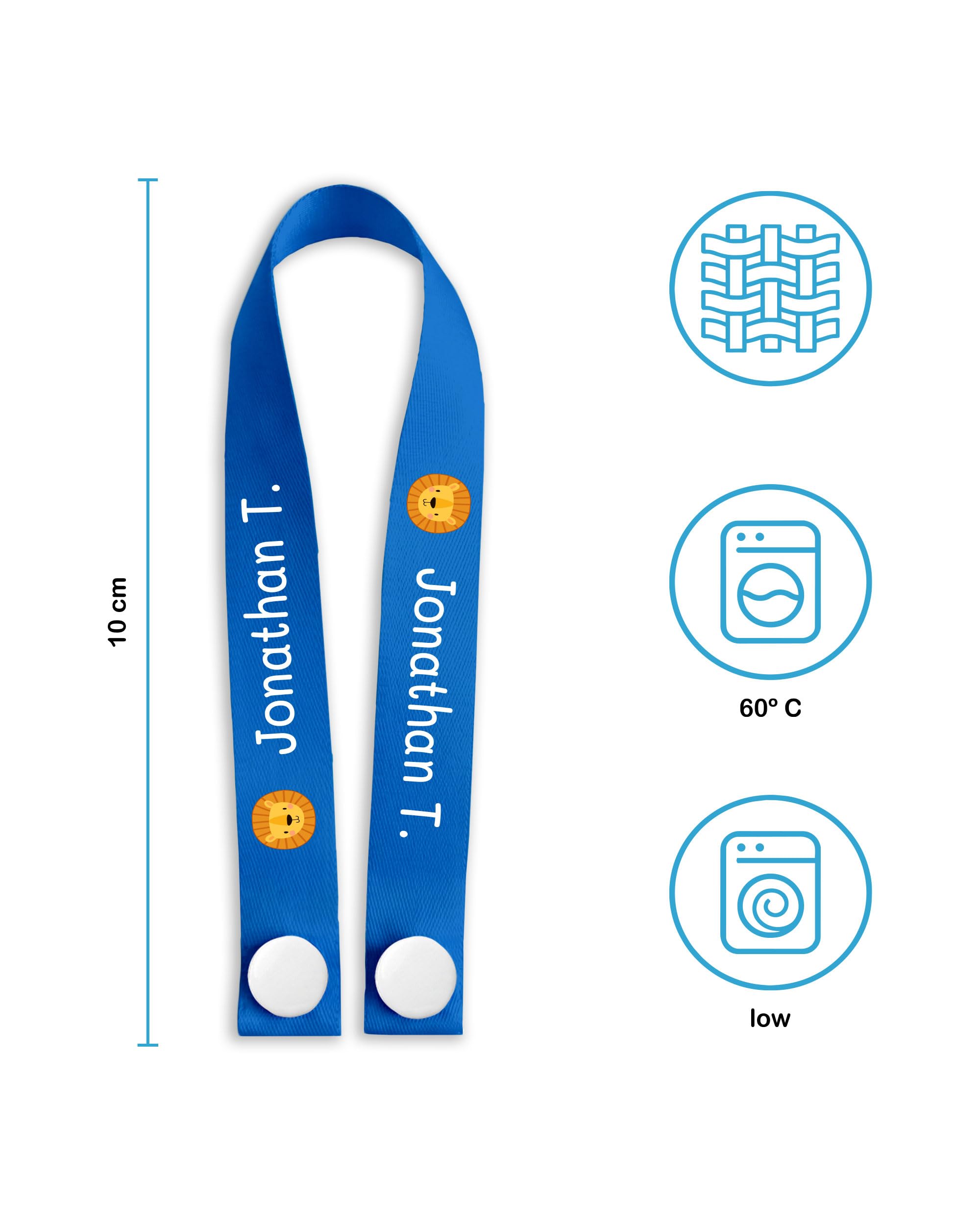 ETIKIDS 6 Cinghie per Appendere Vestiti Bambini Personalizzate con Nome, Etichette in Tessuto per Giacche, Grembiuli e Zaini, Senza Cucire, Lavabili