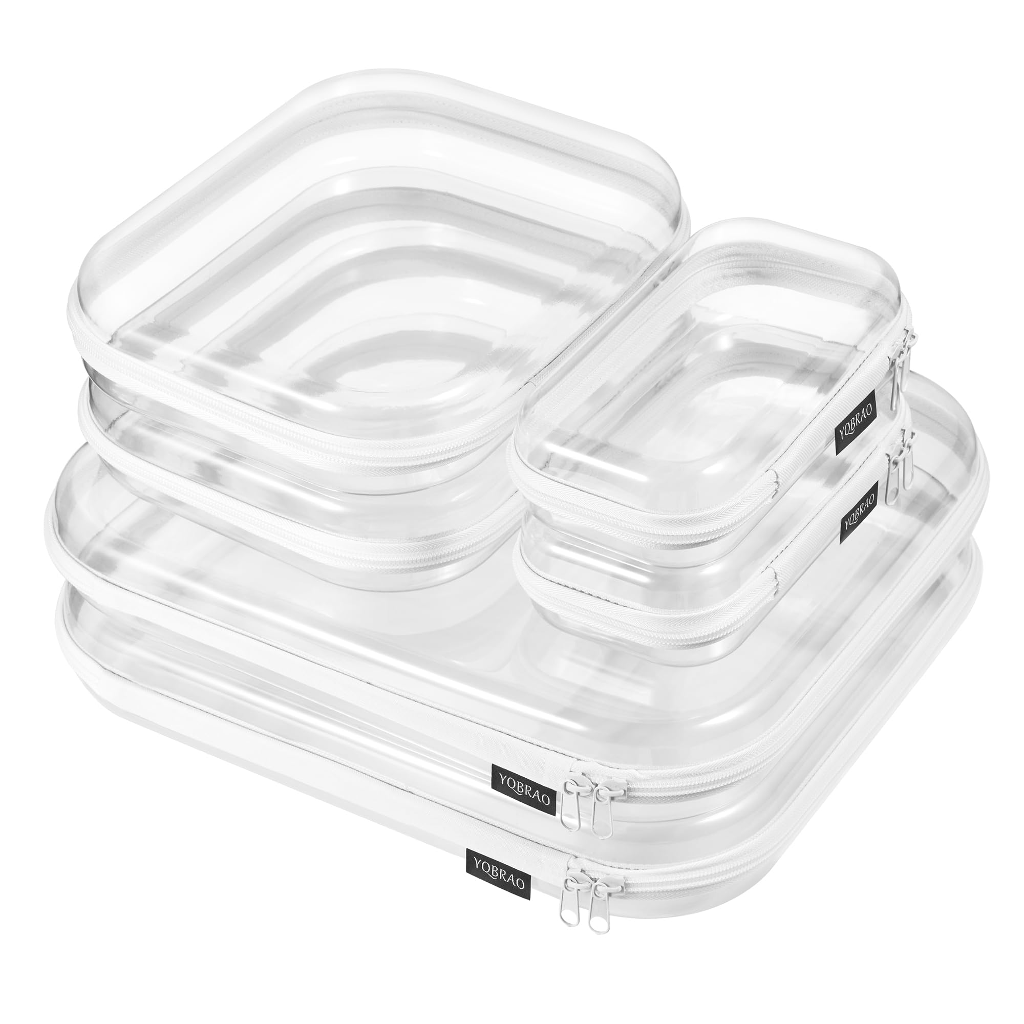 YQBRAO 6 Pack Clear Hard Shell Zipper Case