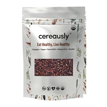 CEREAUSLY Organic Black Quinoa Premium Royal Quinoa from Bolivia Kosher and Non-GMO Quinoa Bulk Vegan and Gluten-Fee Cooking Quinoa 4 LB