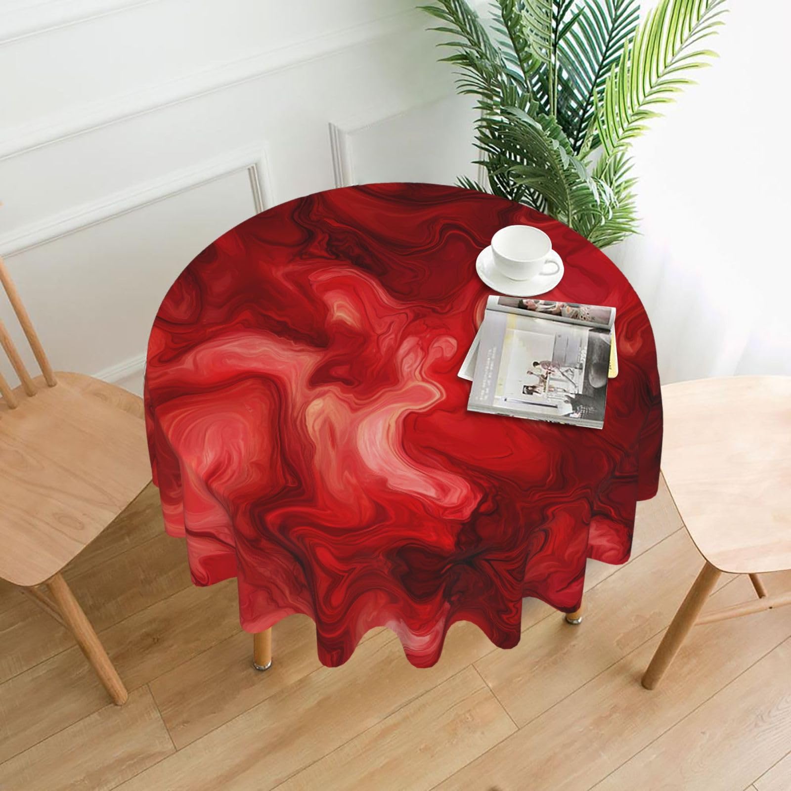 HLBSDM The red fire is Flowing Printed Practical Round Tablecloth, Durable, Suitable for Home, Restaurant, Hotel, Gathering, and Decorative Table Covers