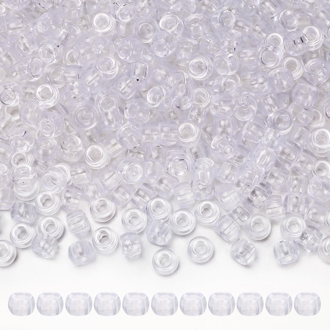Tiehuoxia 1300PCS Pony Beads for Bracelet Making, Colorful Kandi Beads for Hair Braids, Crafting, Necklace and DIY Projects (Transparent White)