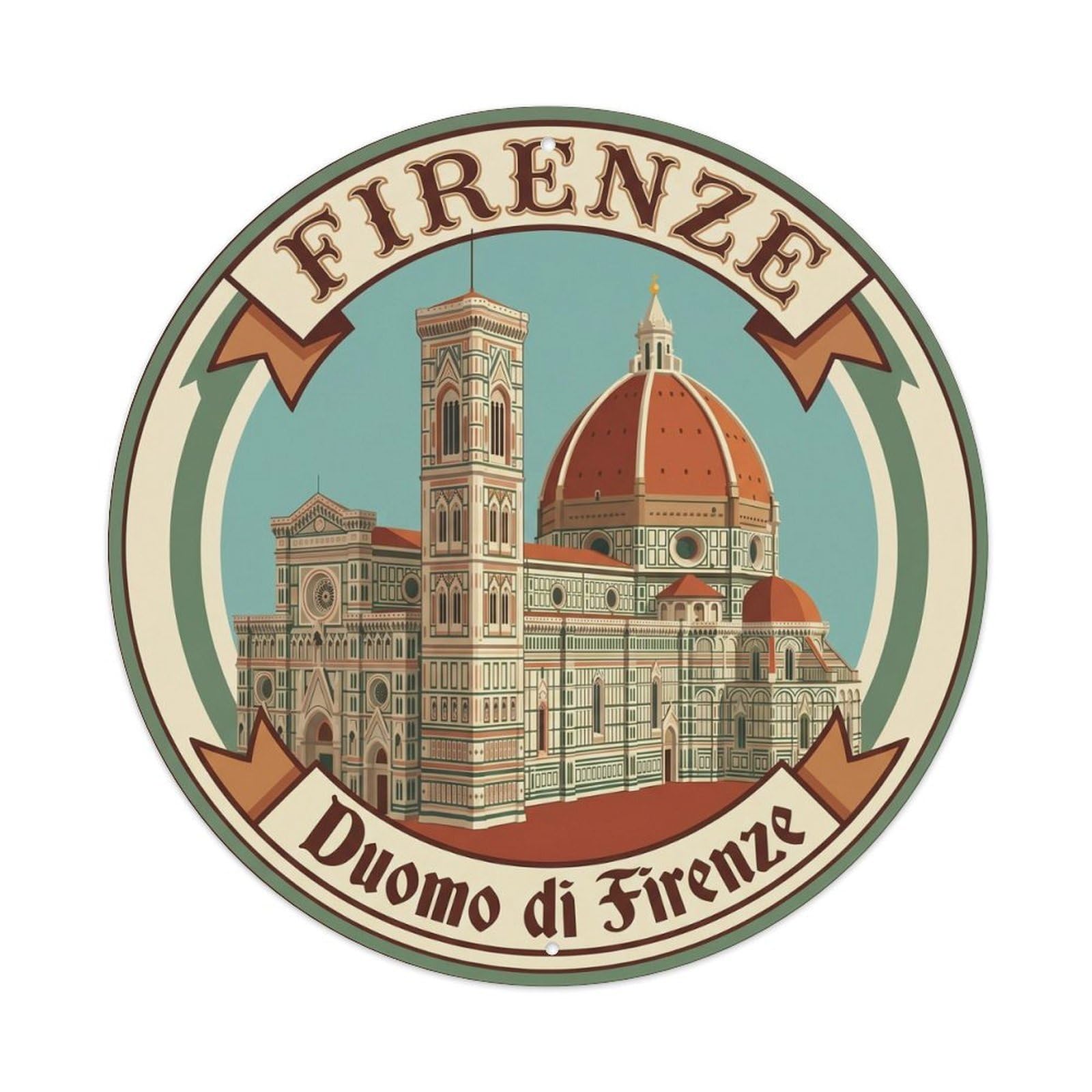 Vintage Travel Florence Cathedral Dome Metal Tin Sign Plaque
