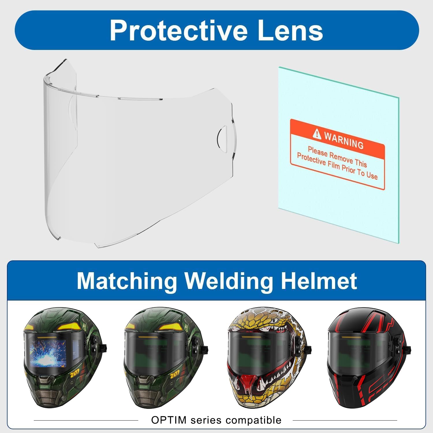 ANDELI Máscara soldar 2 LED - Triple Visión 3 Lentes Auto oscurecibles, LCD, ANDELI Juego de lentes de repuesto para casco de soldadura OPTIM: 5 lentes exteriores y 2 lentes de protección interiores c