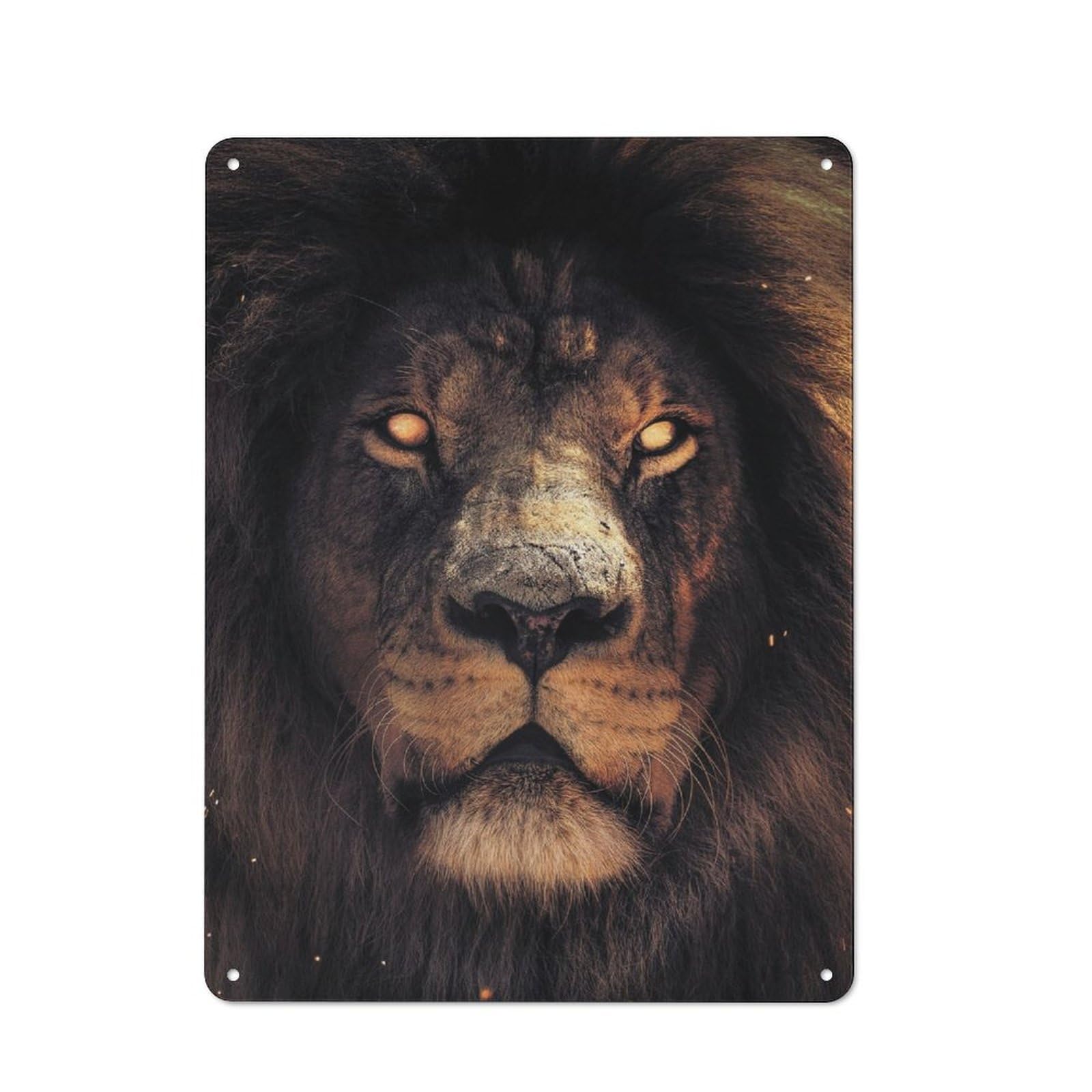 Junmoney The Scary Lion Rustic Tin Wall Plaque 40X30cm For Garage Or Workshop, For Home Interiors, Feature Walls And Decorative Displays