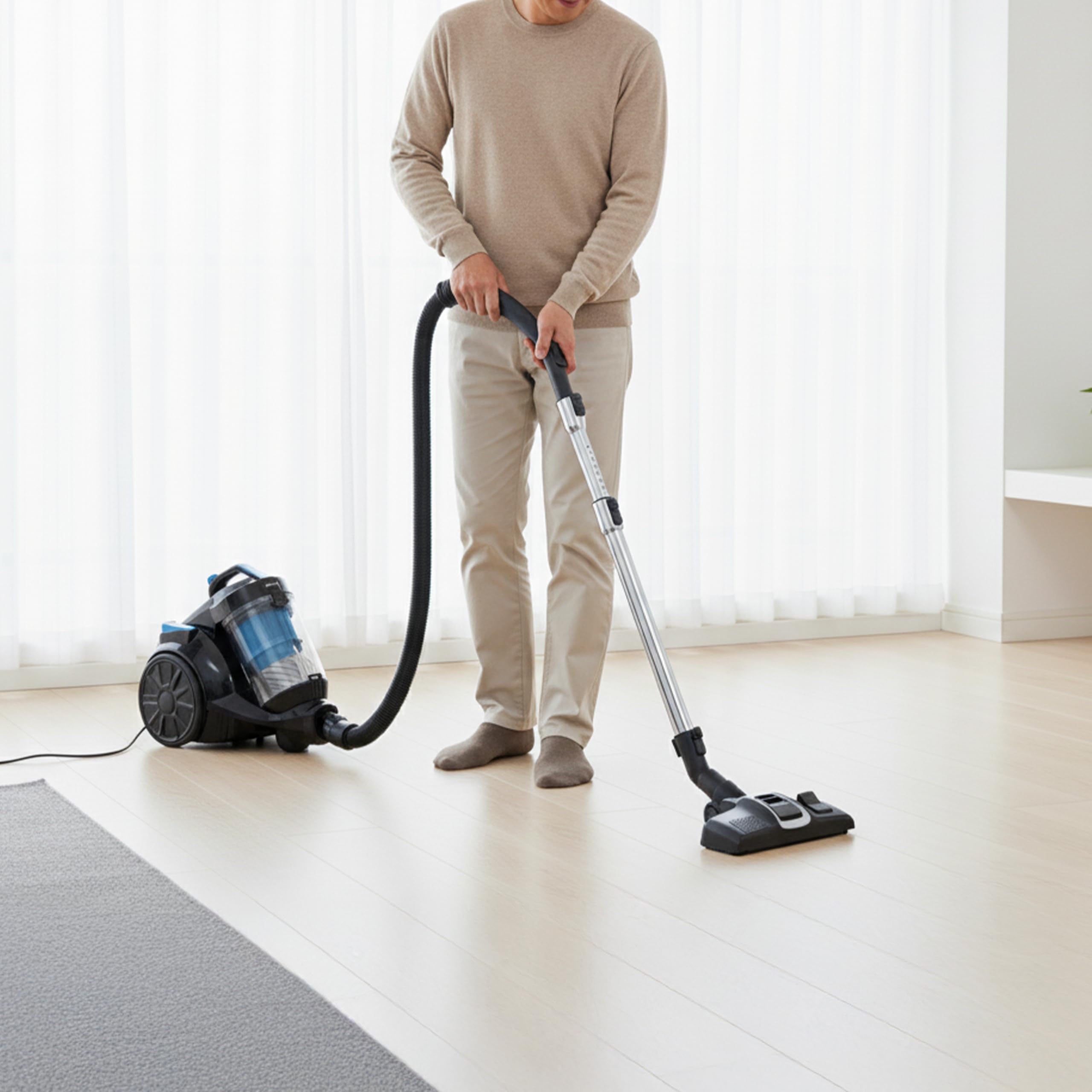 KLAMER Staubsauger beutellos mit HEPA H12 Filter gegen Tierhaare, 850 Watt | Fängt feinste Staubpartikel und Allergene zuverlässig ein. Geeignet für Hartböden, Teppiche, Polster, Treppen und Autos